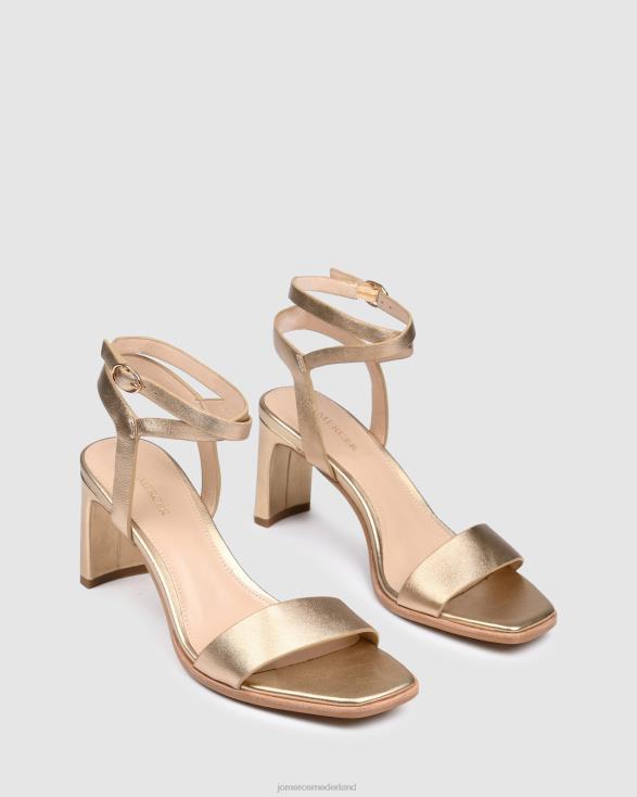 Natsu sandalen met middelhoge hak 46LN41 zacht goud leer Jo Mercer schoenen