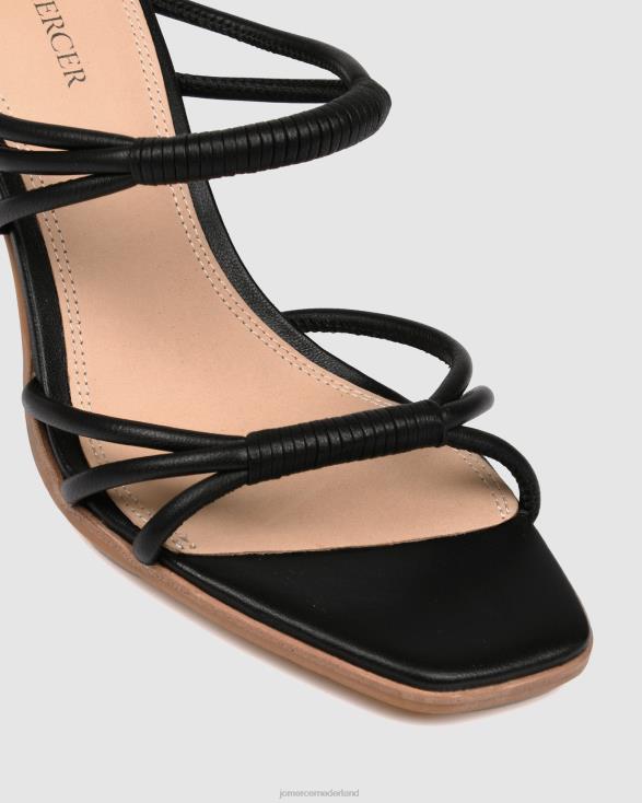 Nyla sandalen met middelhoge hak 46LN57 zwart leer Jo Mercer schoenen