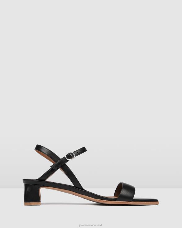 Reina sandalen met middelhoge hak 46LN44 zwart leer Jo Mercer schoenen