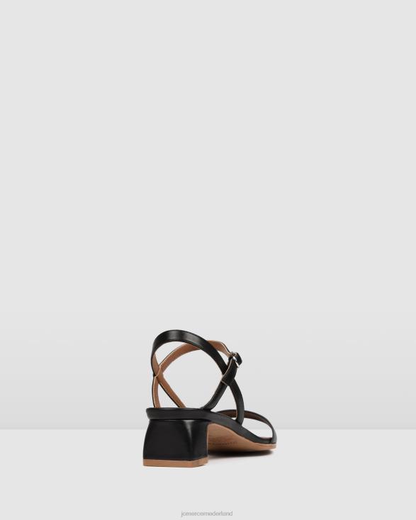 Reina sandalen met middelhoge hak 46LN44 zwart leer Jo Mercer schoenen