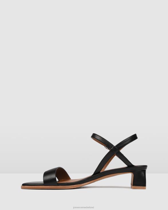 Reina sandalen met middelhoge hak 46LN44 zwart leer Jo Mercer schoenen