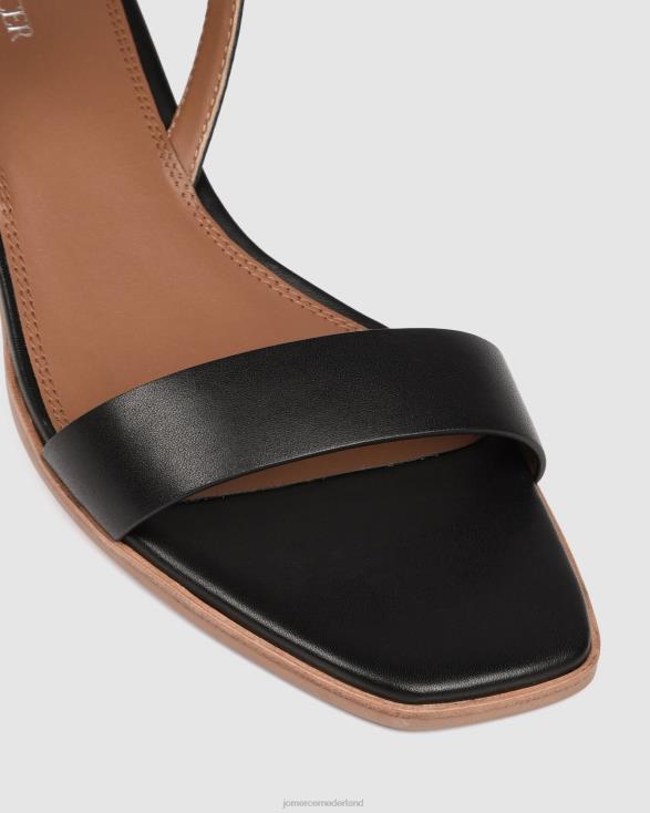 Reina sandalen met middelhoge hak 46LN44 zwart leer Jo Mercer schoenen