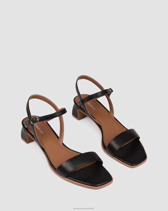 Reina sandalen met middelhoge hak 46LN44 zwart leer Jo Mercer schoenen