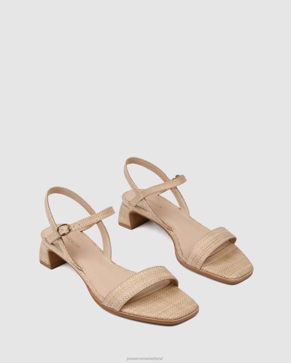 Reina sandalen met middelhoge hak 46LN72 natuurlijke raffia Jo Mercer schoenen
