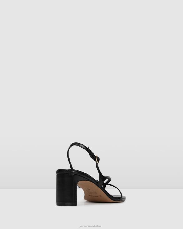 Valentina sandalen met middelhoge hak 46LN68 zwart leer Jo Mercer schoenen