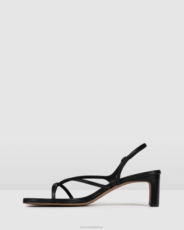 Valentina sandalen met middelhoge hak 46LN68 zwart leer Jo Mercer schoenen