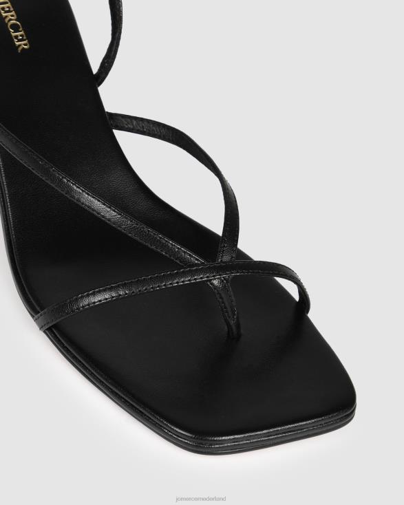 Valentina sandalen met middelhoge hak 46LN68 zwart leer Jo Mercer schoenen