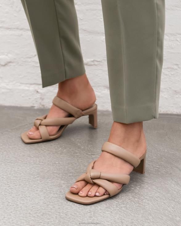 Vivian sandalen met middelhoge hak 46LN65 beige leer Jo Mercer schoenen