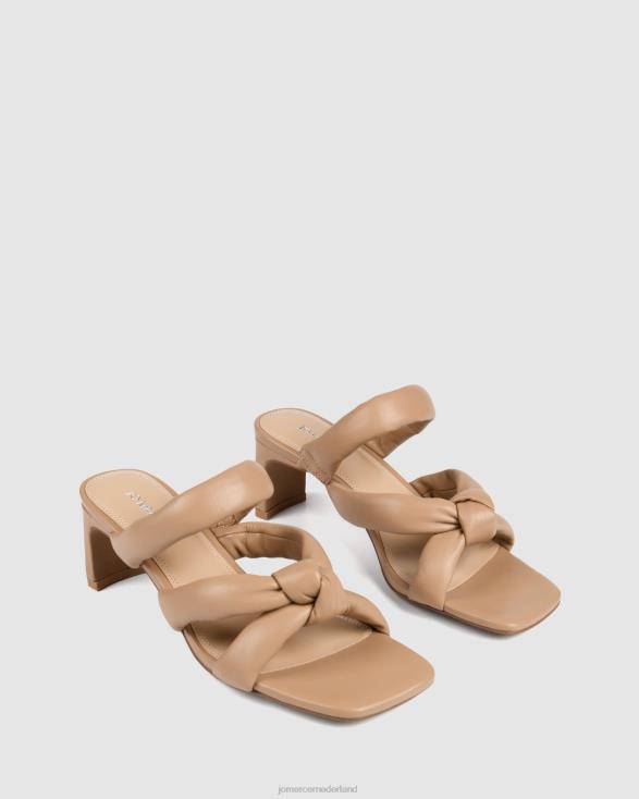 Vivian sandalen met middelhoge hak 46LN65 beige leer Jo Mercer schoenen