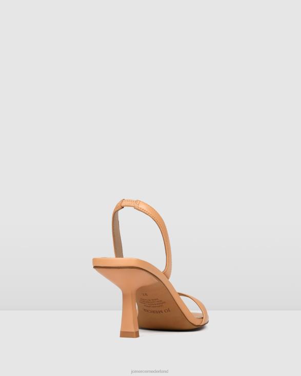 diya sandalen met middelhoge hak 46LN70 papaya leer Jo Mercer schoenen