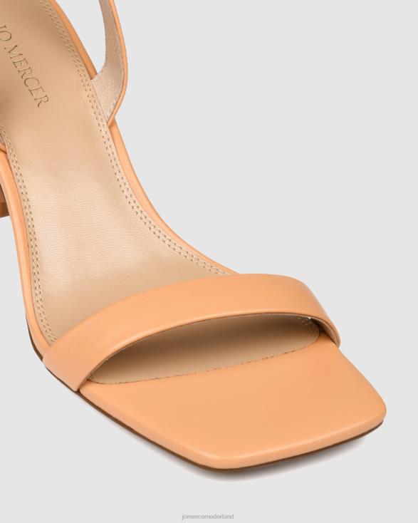 diya sandalen met middelhoge hak 46LN70 papaya leer Jo Mercer schoenen