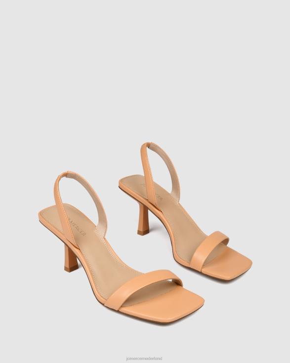diya sandalen met middelhoge hak 46LN70 papaya leer Jo Mercer schoenen