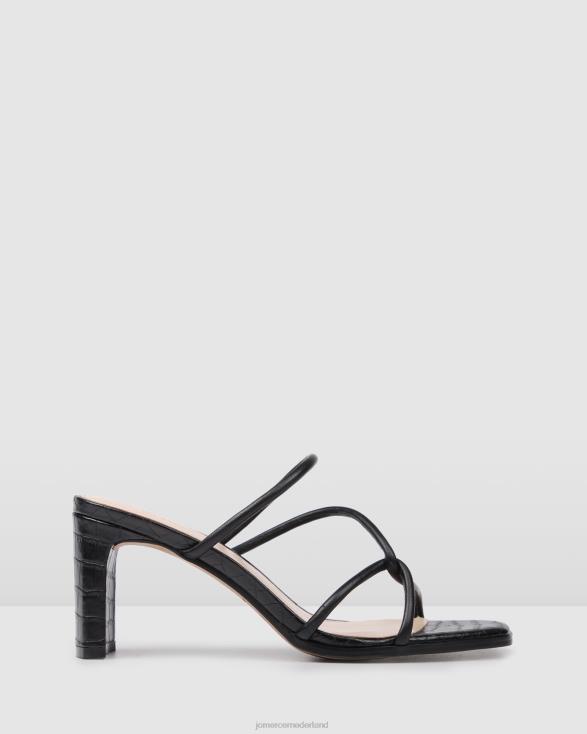 novi sandalen met middelhoge hak 46LN33 zwart leer Jo Mercer schoenen
