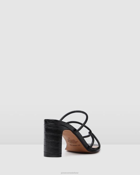 novi sandalen met middelhoge hak 46LN33 zwart leer Jo Mercer schoenen