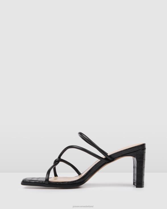 novi sandalen met middelhoge hak 46LN33 zwart leer Jo Mercer schoenen