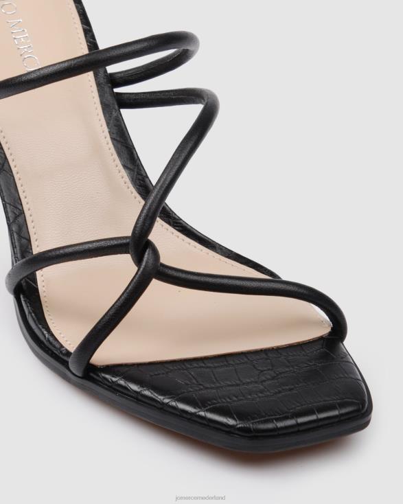 novi sandalen met middelhoge hak 46LN33 zwart leer Jo Mercer schoenen