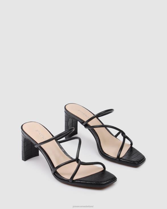 novi sandalen met middelhoge hak 46LN33 zwart leer Jo Mercer schoenen
