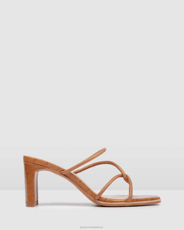 novi sandalen met middelhoge hak 46LN34 bruin leer Jo Mercer schoenen