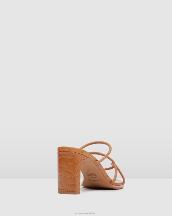 novi sandalen met middelhoge hak 46LN34 bruin leer Jo Mercer schoenen