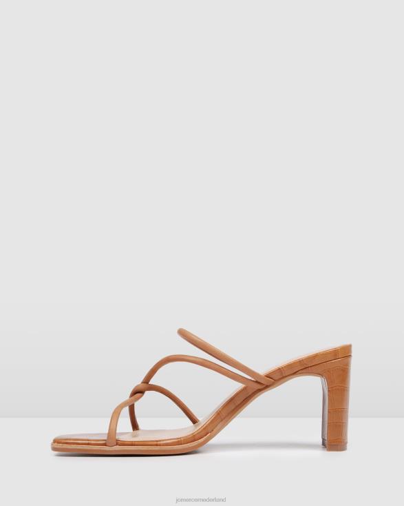 novi sandalen met middelhoge hak 46LN34 bruin leer Jo Mercer schoenen