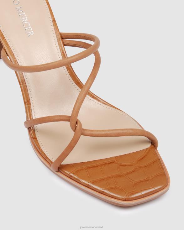 novi sandalen met middelhoge hak 46LN34 bruin leer Jo Mercer schoenen