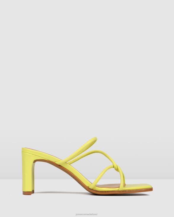 novi sandalen met middelhoge hak 46LN71 citrusgeel leer Jo Mercer schoenen