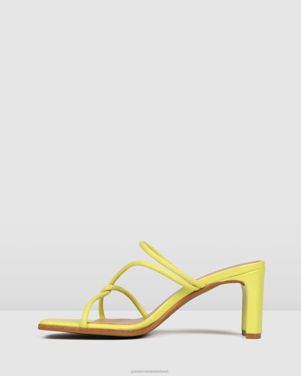 novi sandalen met middelhoge hak 46LN71 citrusgeel leer Jo Mercer schoenen