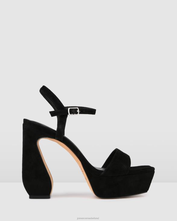 delphina platformsandalen met hoge hak 46LN91 zwart suède Jo Mercer schoenen