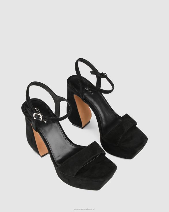 delphina platformsandalen met hoge hak 46LN91 zwart suède Jo Mercer schoenen