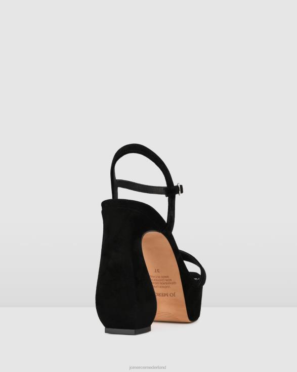 delphina platformsandalen met hoge hak 46LN91 zwart suède Jo Mercer schoenen