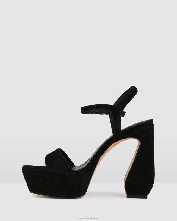 delphina platformsandalen met hoge hak 46LN91 zwart suède Jo Mercer schoenen