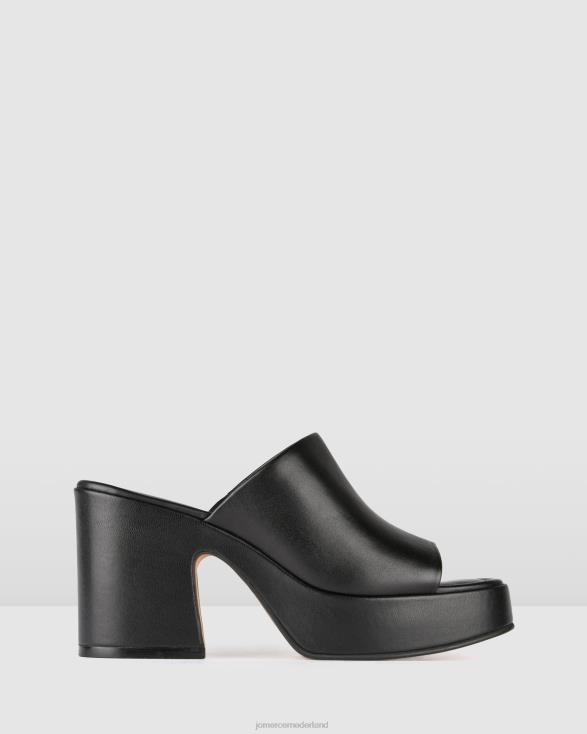 mia platformsandalen met hoge hak 46LN77 zwart leer Jo Mercer schoenen