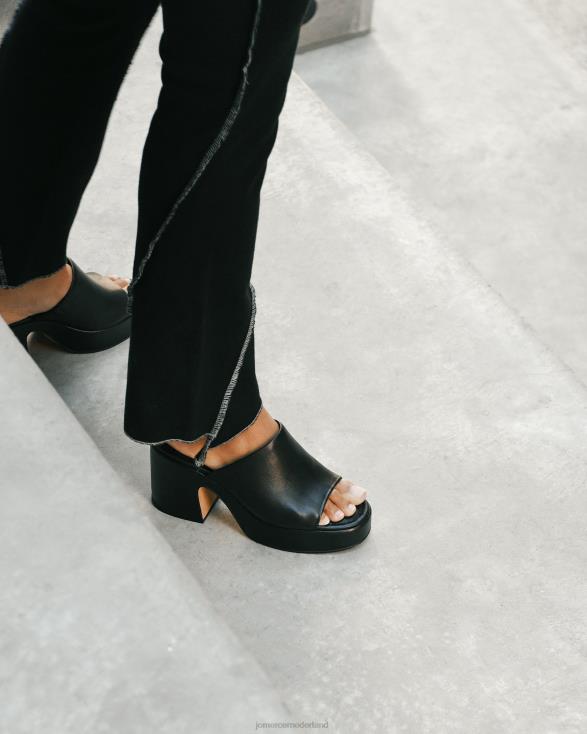 mia platformsandalen met hoge hak 46LN77 zwart leer Jo Mercer schoenen
