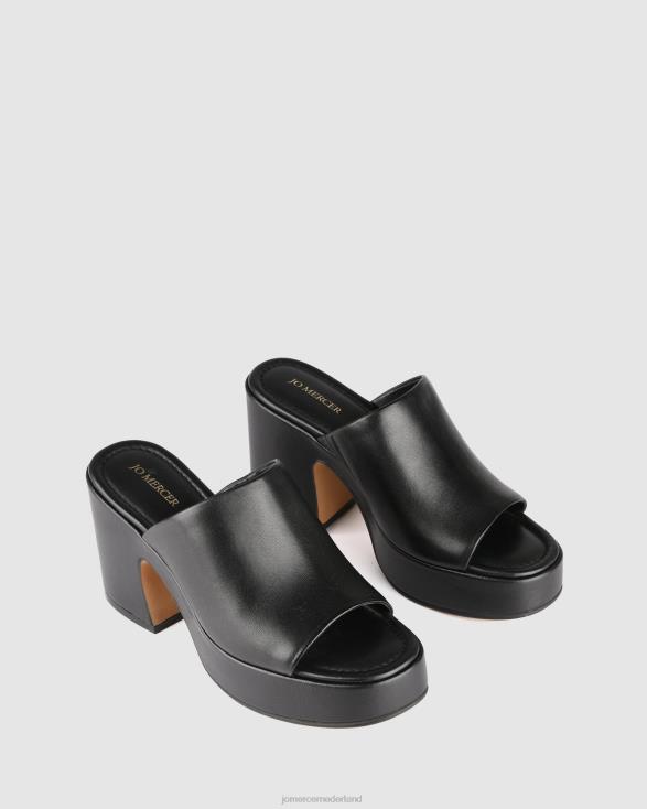 mia platformsandalen met hoge hak 46LN77 zwart leer Jo Mercer schoenen