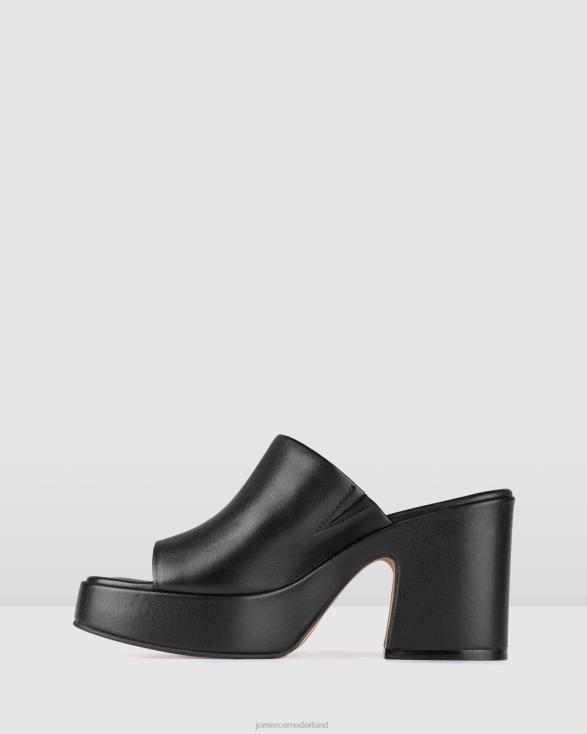 mia platformsandalen met hoge hak 46LN77 zwart leer Jo Mercer schoenen