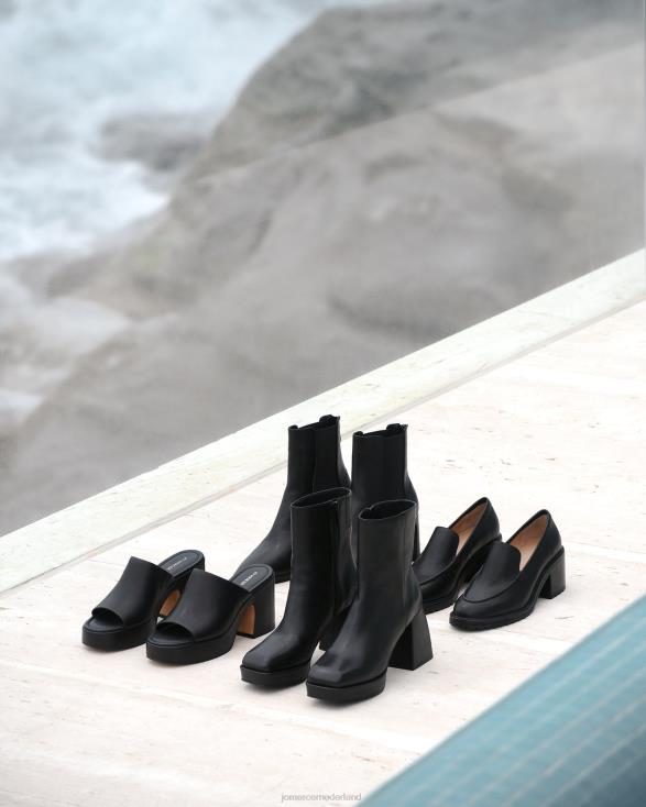 mia platformsandalen met hoge hak 46LN77 zwart leer Jo Mercer schoenen
