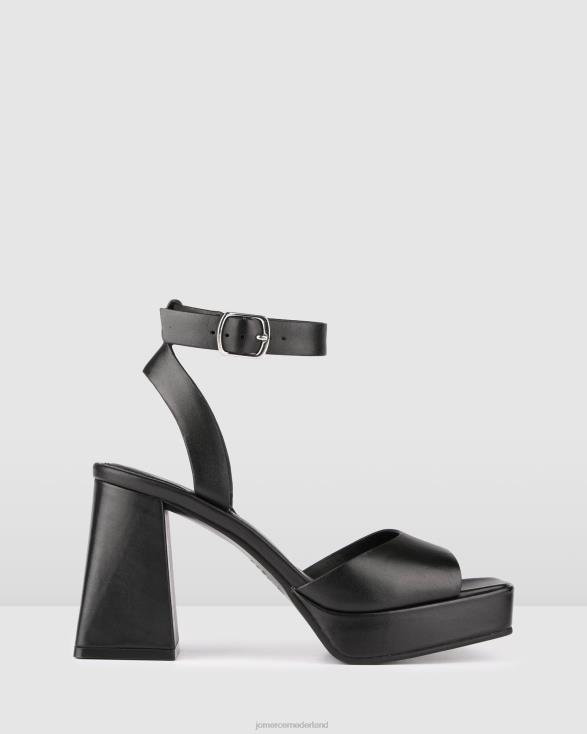samantha platformsandalen met hoge hak 46LN89 zwart leer Jo Mercer schoenen