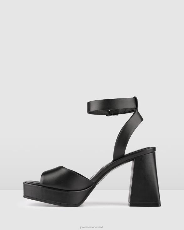 samantha platformsandalen met hoge hak 46LN89 zwart leer Jo Mercer schoenen