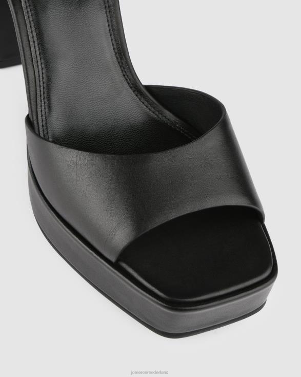 samantha platformsandalen met hoge hak 46LN89 zwart leer Jo Mercer schoenen