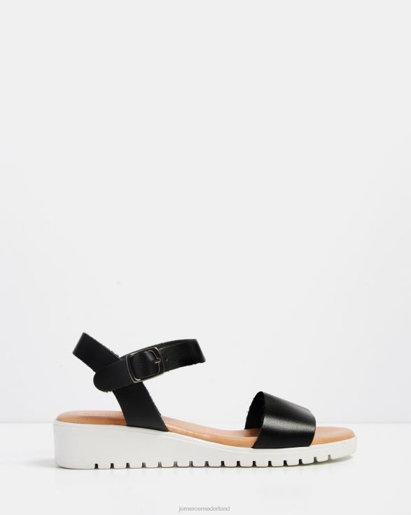 Alina platte sandalen 46LN287 zwart leer Jo Mercer schoenen