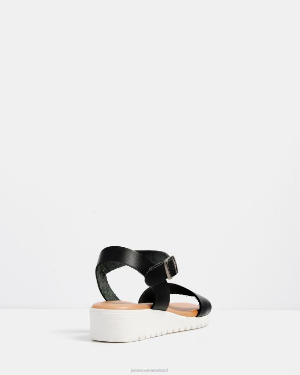 Alina platte sandalen 46LN287 zwart leer Jo Mercer schoenen