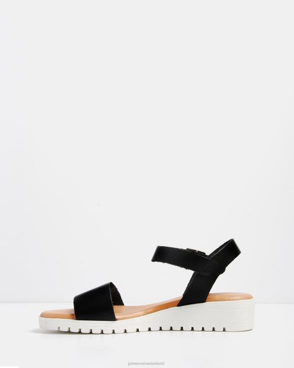 Alina platte sandalen 46LN287 zwart leer Jo Mercer schoenen