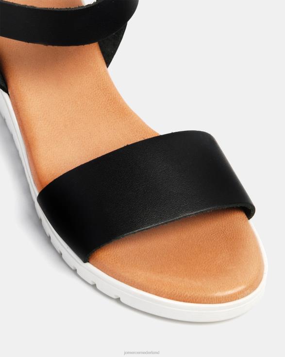 Alina platte sandalen 46LN287 zwart leer Jo Mercer schoenen