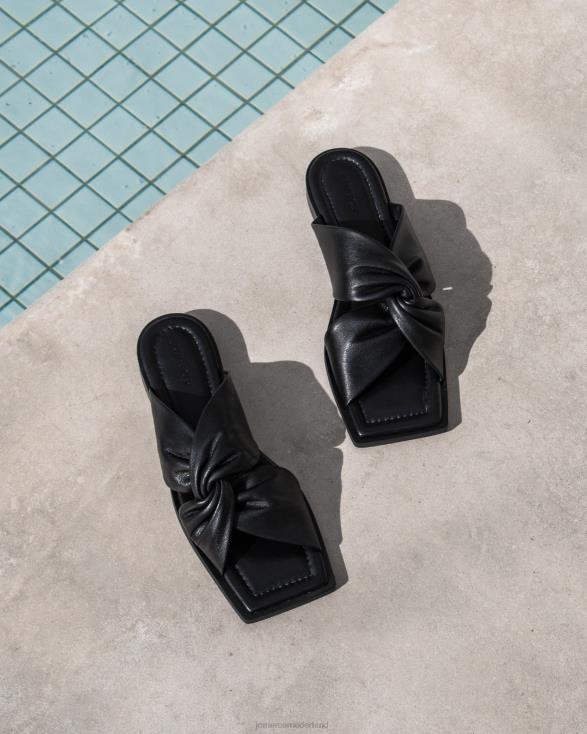 Hadley platte sandalen 46LN291 zwart leer Jo Mercer schoenen