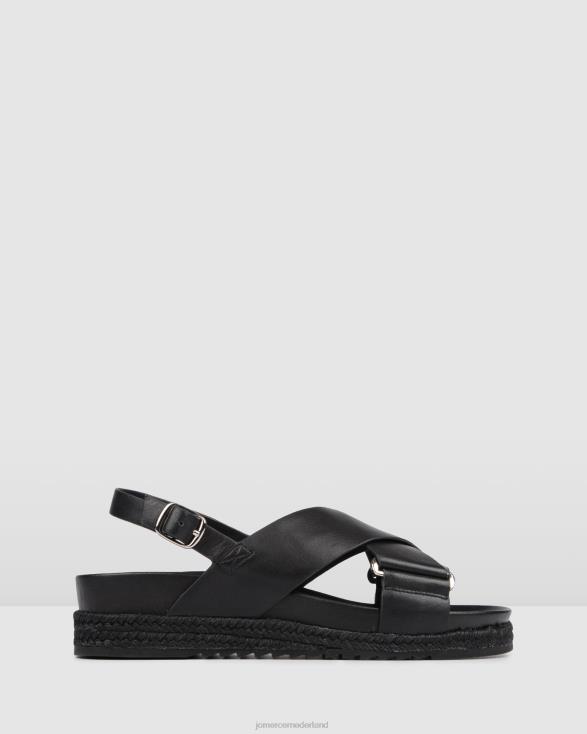 Miles platte espadrillesandalen 46LN271 zwart leer Jo Mercer schoenen