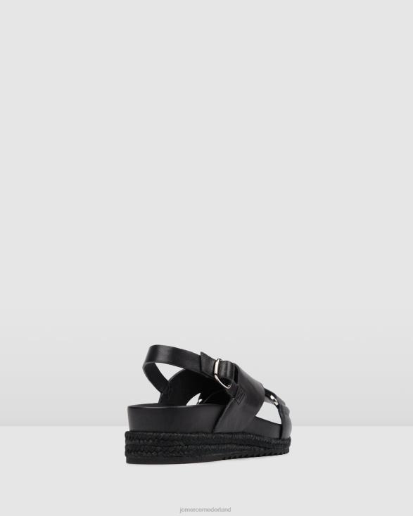 Miles platte espadrillesandalen 46LN271 zwart leer Jo Mercer schoenen
