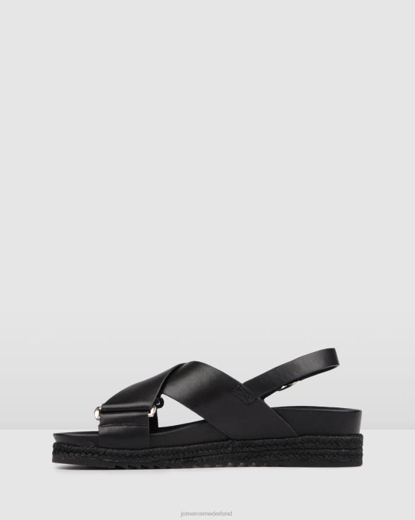 Miles platte espadrillesandalen 46LN271 zwart leer Jo Mercer schoenen