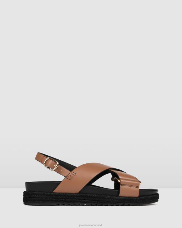 Miles platte espadrillesandalen 46LN272 donkerbruin leer Jo Mercer schoenen