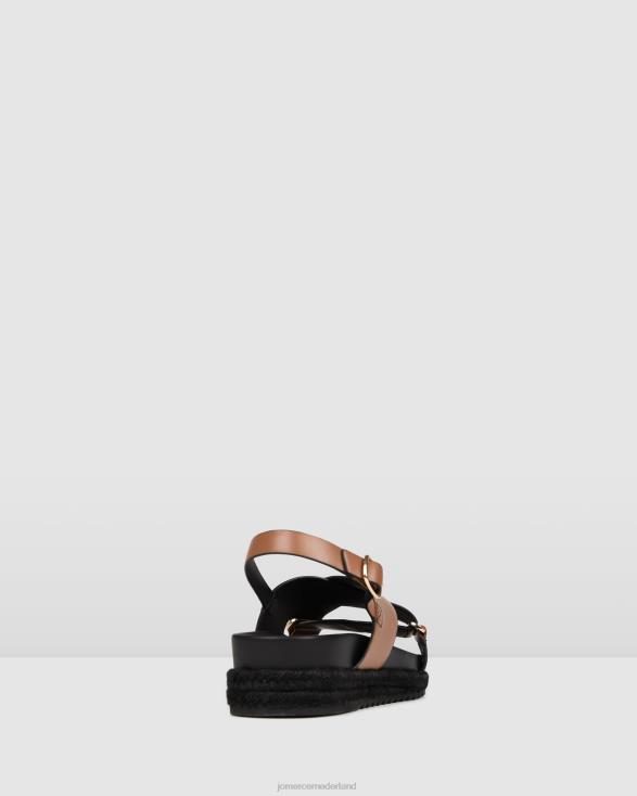 Miles platte espadrillesandalen 46LN272 donkerbruin leer Jo Mercer schoenen