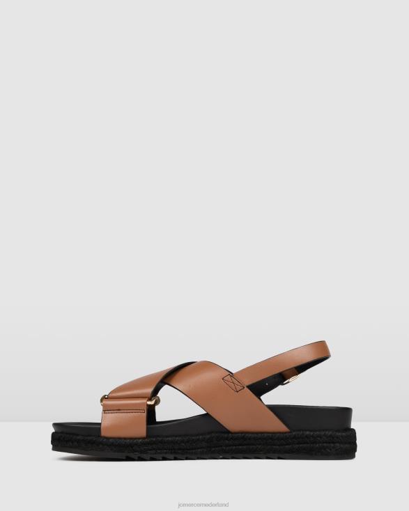 Miles platte espadrillesandalen 46LN272 donkerbruin leer Jo Mercer schoenen